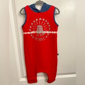 Rags Red Sleeveless USA Romper with Brave Eagle Design